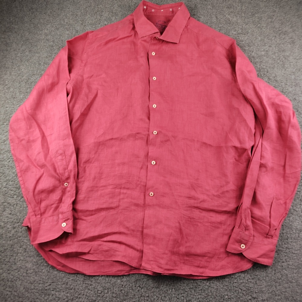 Camicissima Linen Button Down Mens 3XL Comfort Fit Pink Long Sleeve EUC